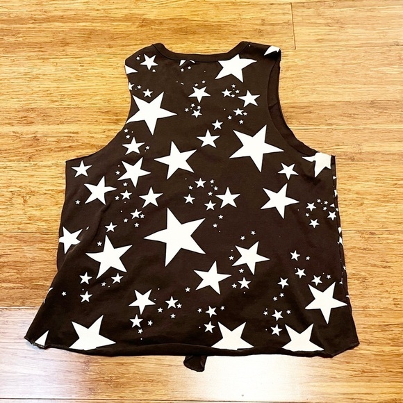 Chaser Starry Night Black With White Stars Tie Waist Sleeveless Tank Top. Medium - Picture 8 of 13